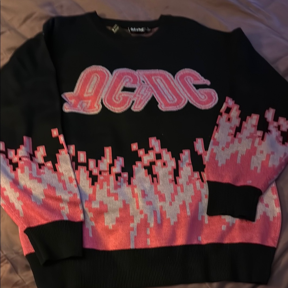AC/DC Black and Pink Crewneck Sweater